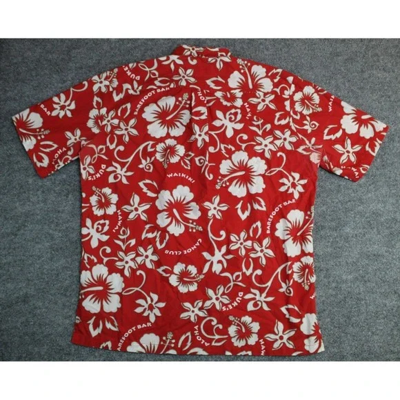 Island Traditions Hawaii Aloha Shirt Mens Large Tribal Red Made in USA Floral - Picture 6 of 6